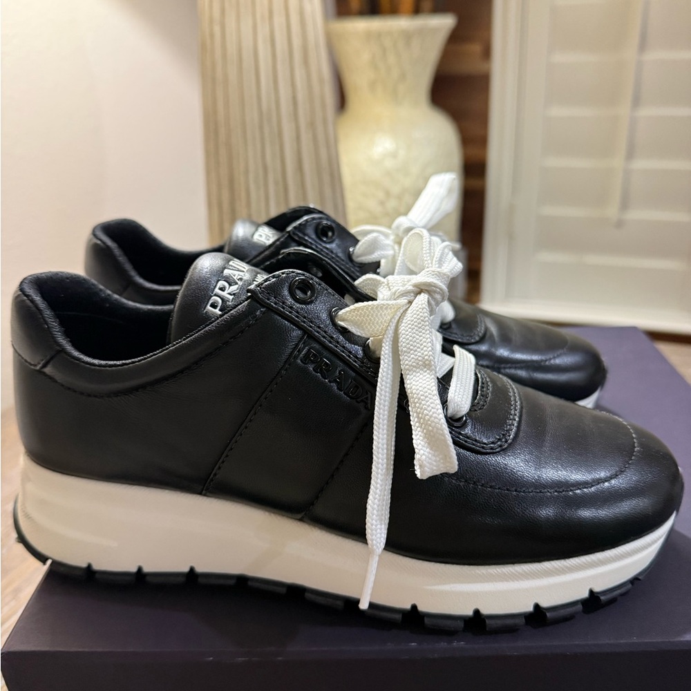 Prada Women's Black leather Sneakers! - Picture 3 of 9